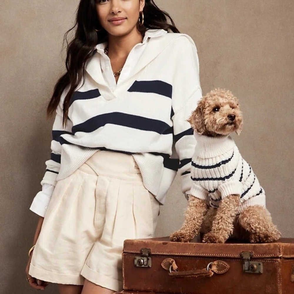 Banana Republic Sailor Sweater in navy and cream stripe size M